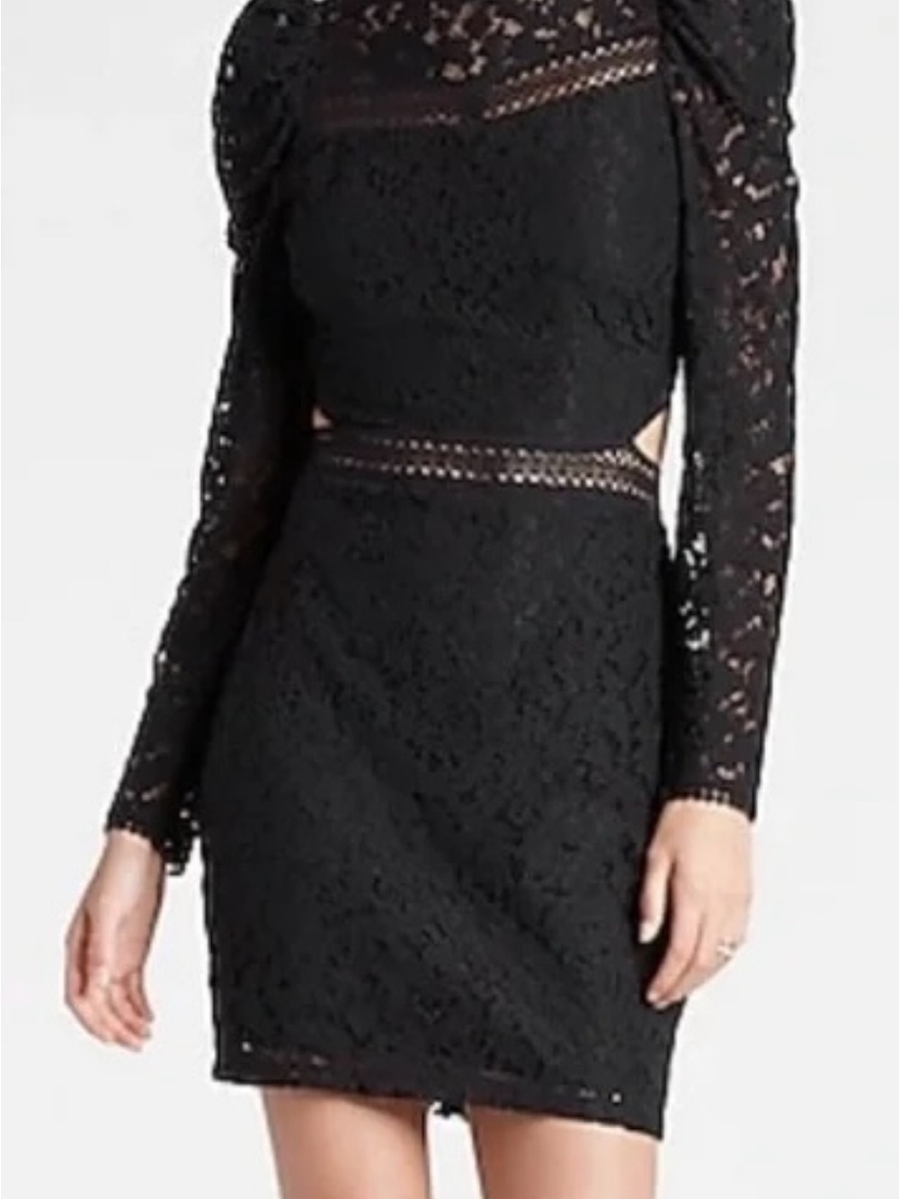 Express Black Lace Long-Sleeve Mini Dress
